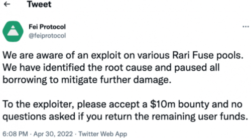 Rari Capital在Fuse上资金池遭到攻击，黑客获利超8000万美元