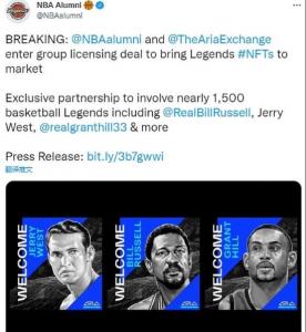 NBRPA与ARIA Exchange合作 将为篮球传奇人物发行NFT