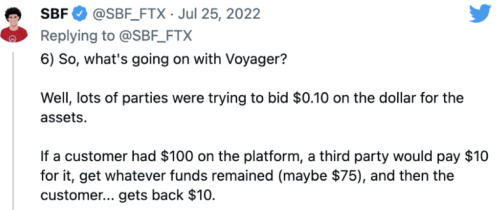 破产的Voyager Digital称FTX的救助计划是 「低价收购」