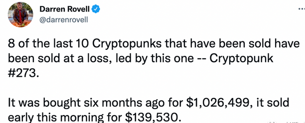 像素NFT末路？以100万美元买入的CryptoPunk仅在6个月后以13.9万美元售出