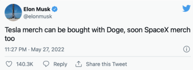 马斯克称SpaceX将接受Dogecoin——DOGE可预测地跳水了