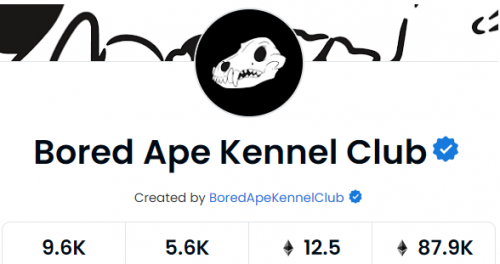 Bored Ape Kennel Club系列NFT近24小时交易额增涨超1000%